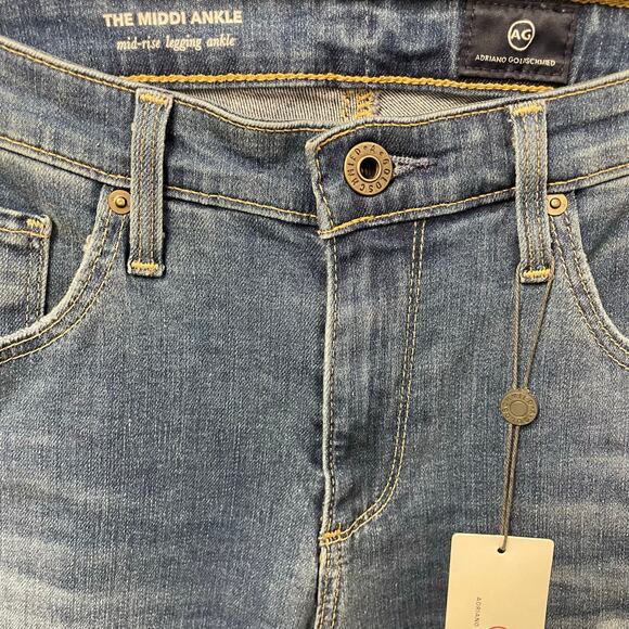 NWT Adriano Goldschmied Midi Ankle Mid Rise Legging Distressed Wash Denim 29 - Picture 6 of 9